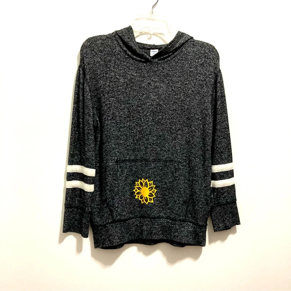 Old Navy Girl Sweater Hoodie Gray Striped